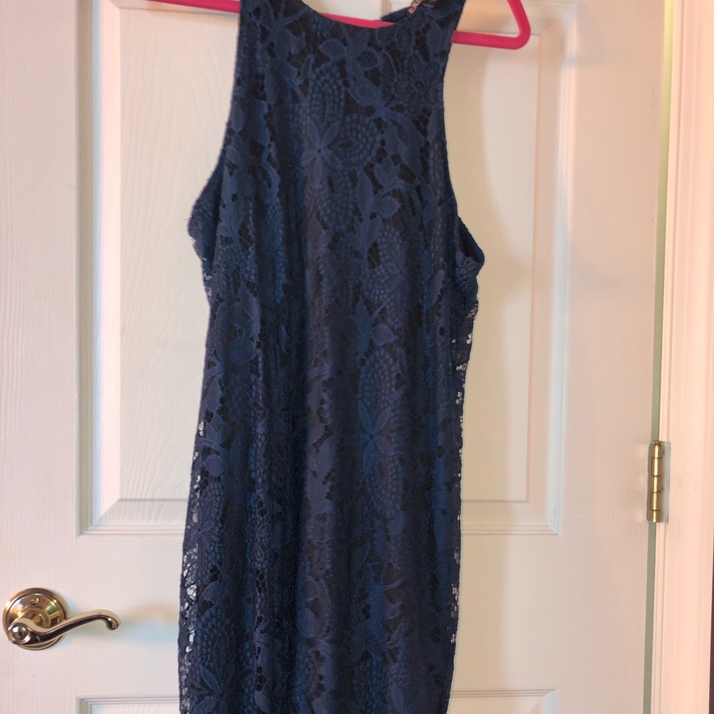 Black and blue lace dress